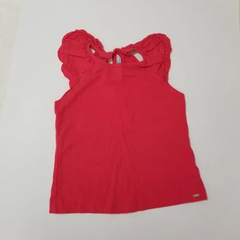 Mayoral little girl Red eyelet detail shoulders tank top size 7 (F18) - Picture 5 of 8